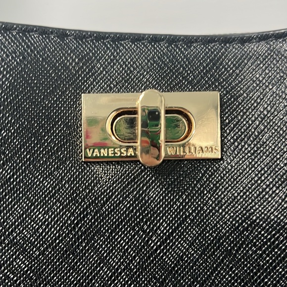 Vanessa Williams Posh Hobo Bag, Black Faux Saffiano Leather NWT - Picture 9 of 9